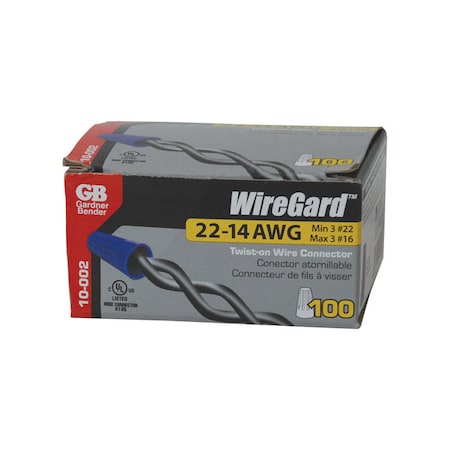 Wiregard Gardner Bender WireGard 22-14 AWG Copper Wire Wire Connector Blue 100 pk 10-002